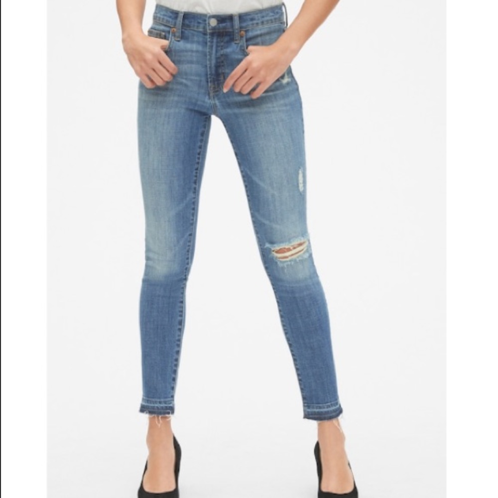 True Skinny Ankle Jeans w/ Distressed Detail | GAP